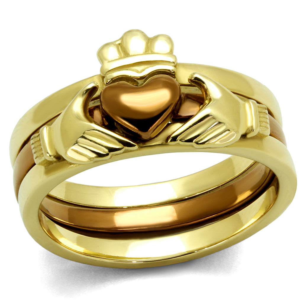 CJE2801 Wholesale Stainless Steel Claddagh 3 Pc Ring Set