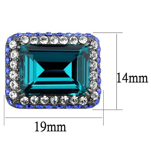 CJ2812 Wholesale Women&#39;s Stainless Steel IP Light Black Top Grade Crystal Blue Zircon Earrings