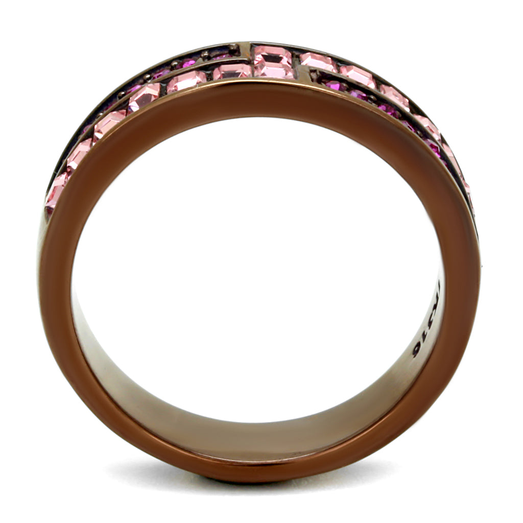 CJE2837 Wholesale Light Coffee Pink Crystal Eternity Ring