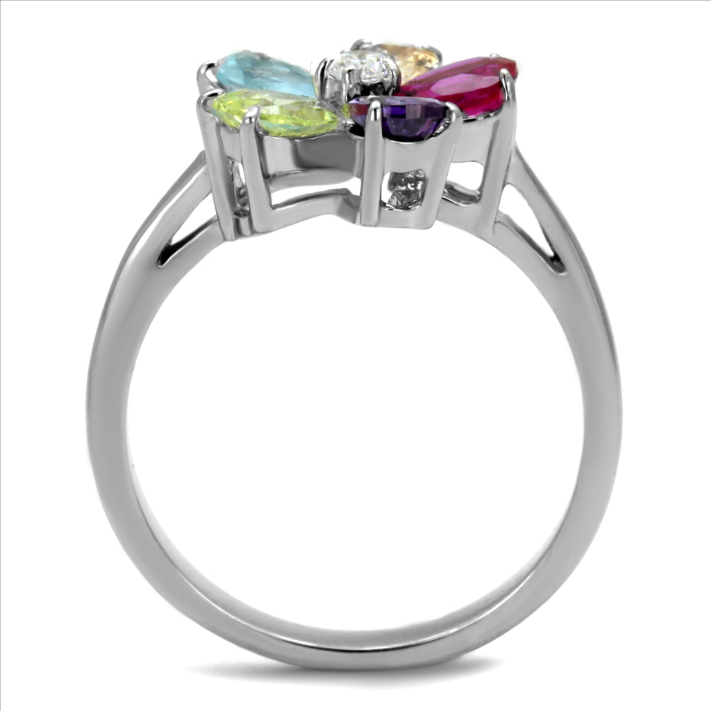 CJE2867 Wholesale Stainless Steel AAA Grade CZ Floral Ring