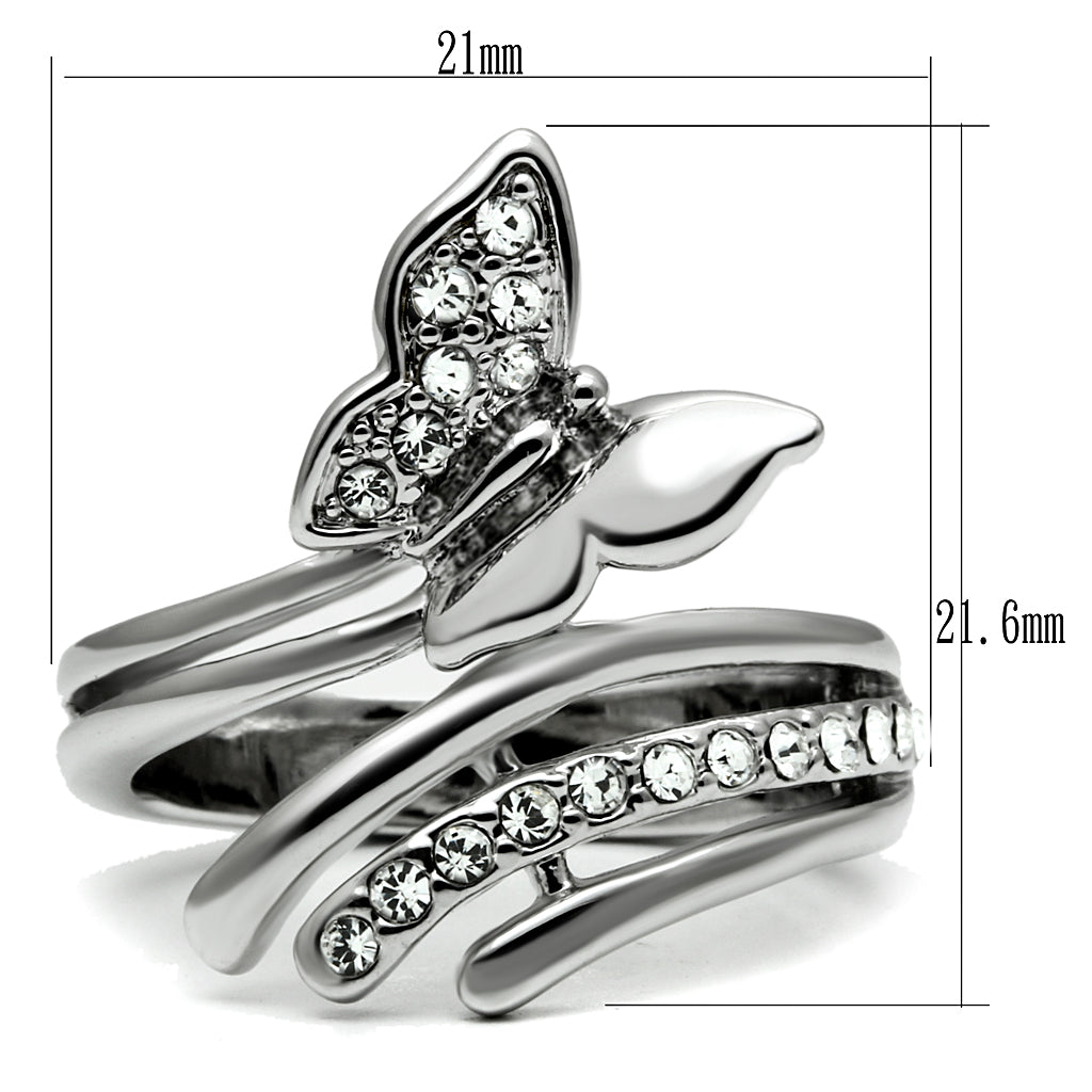 CJE2875 Stainless Steel  Clear AAA Grade CZ Butterfly Ring