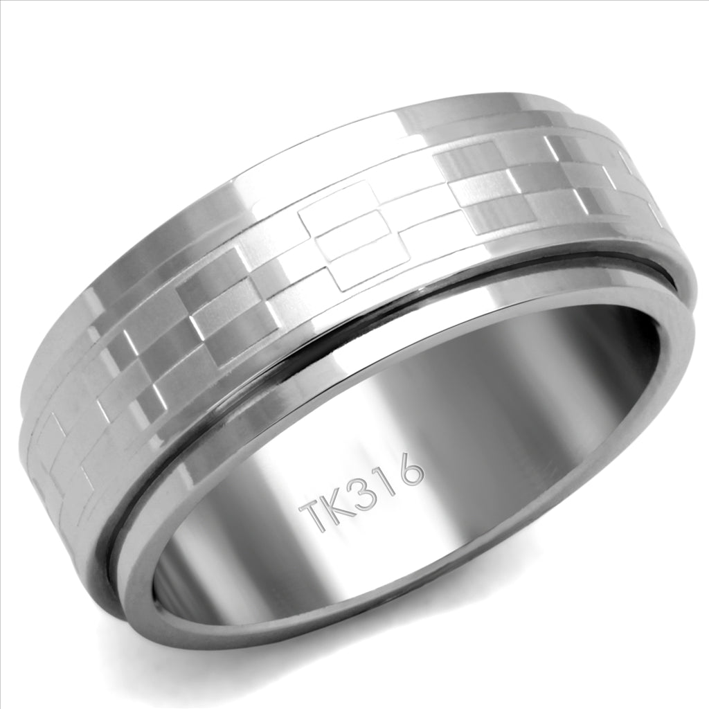 CJE2942 Wholesale Men&#39;s Stainless Steel Checkered Design Band