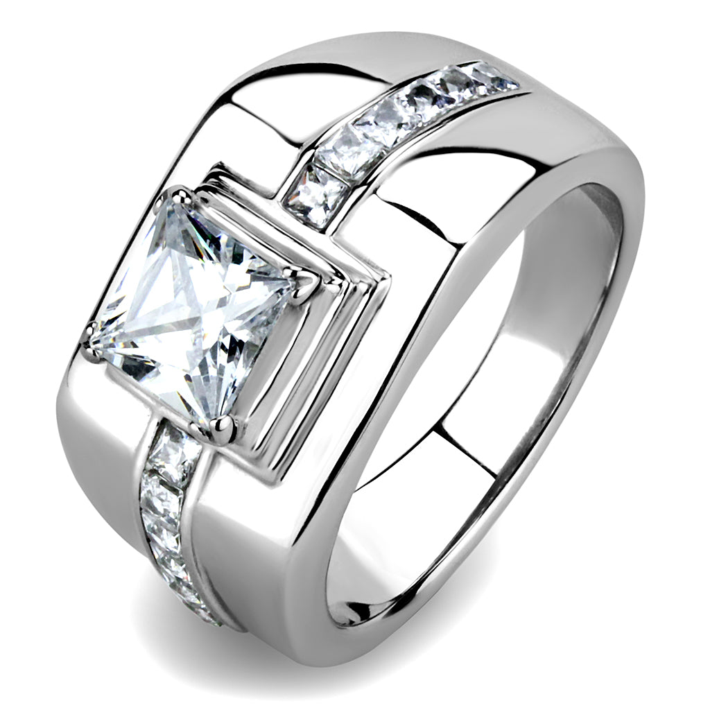 CJE3011 Wholesale Men&#39;s Clear Square AAA Grade CZ Ring