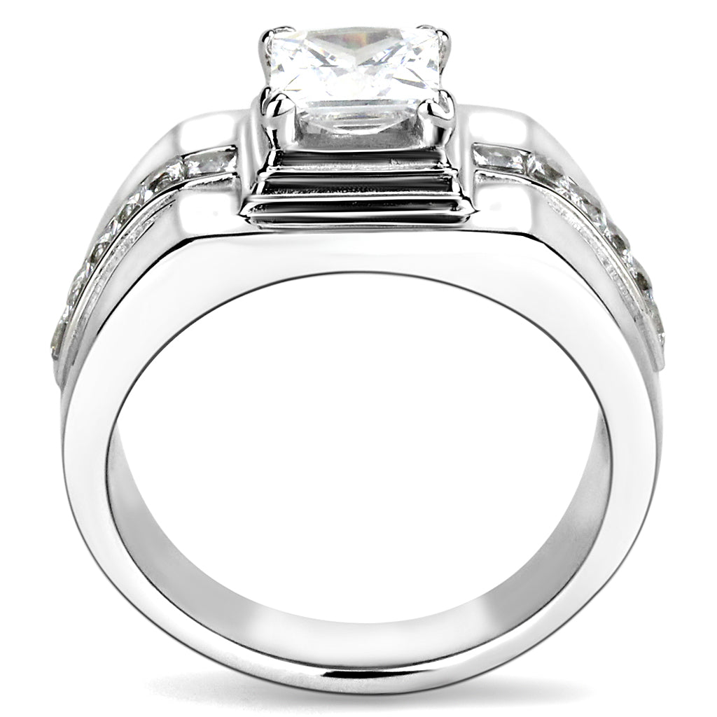CJE3011 Wholesale Men&#39;s Clear Square AAA Grade CZ Ring