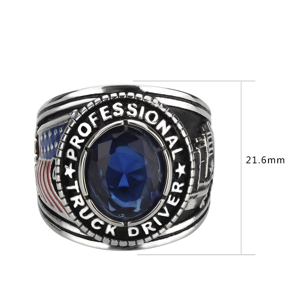 Wholesale Men&#39;s Stainless Steel Montana Blue Stone Professional Truck Driver Ring
