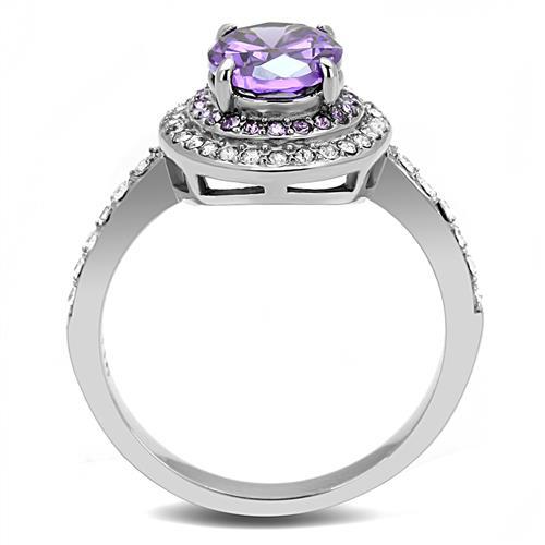 CJE3032 Wholesale Women&#39;s Stainless Steel AAA Grade CZ Amethyst Solitaire Ring