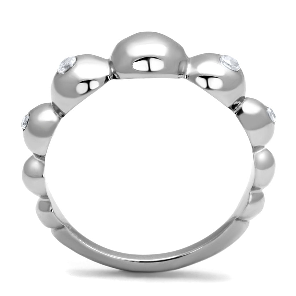 CJE3087 Wholesale Stainless Steel Clear Round CZ Bubble Cocktail Ring