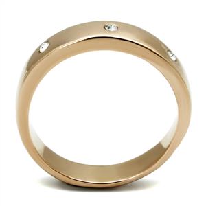 CJE3107 Wholesale Women&#39;s Stainless Steel IP Rose Gold Clear Top Grade Crystal Ring
