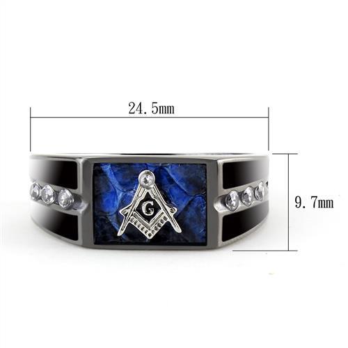 CJE3116 Wholesale Men&#39;s Stainless Steel Two-Tone IP Black AAA Grade CZ Clear Masonic Ring