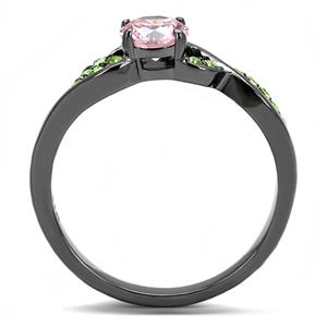 CJE3132 Wholesale Women&#39;s Stainless Steel IP Light Black Rose AAA Grade CZ Fashion Ring