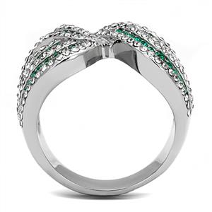 CJE3142 Wholesale Women&#39;s Stainless Steel Emerald Top Grade Crystal Fashion Ring