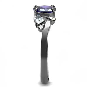 CJE3169 Wholesale Women&#39;s Stainless Steel IP Light Black Tanzanite AAA Grade CZ Fashion Ring