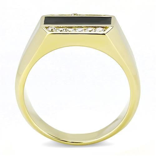 CJE3222 Wholesale Men&#39;s Stainless Steel IP Gold AAA Grade CZ Clear Ring