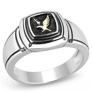 CJE3226 Wholesale Men&#39;s Stainless Steel Two-Tone IP Gold Epoxy Eagle Ring