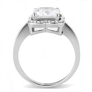 CJE3242 Wholesale Women&#39;s Stainless Steel Clear Square Cut AAA Grade CZ Ring