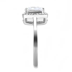 CJE3242 Wholesale Women&#39;s Stainless Steel Clear Square Cut AAA Grade CZ Ring