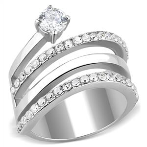 CJE3254 Wholesale Women&#39;s Stainless Steel Clear AAA Grade CZ Fashion Ring