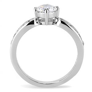 CJE3256 Wholesale Women&#39;s Stainless Steel Round Clear AAA Grade CZ Ring