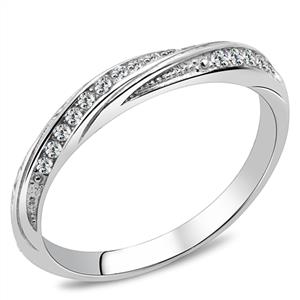 CJE3259 Wholesale Women&#39;s Stainless Steel Clear AAA Grade CZ Minimal Ring