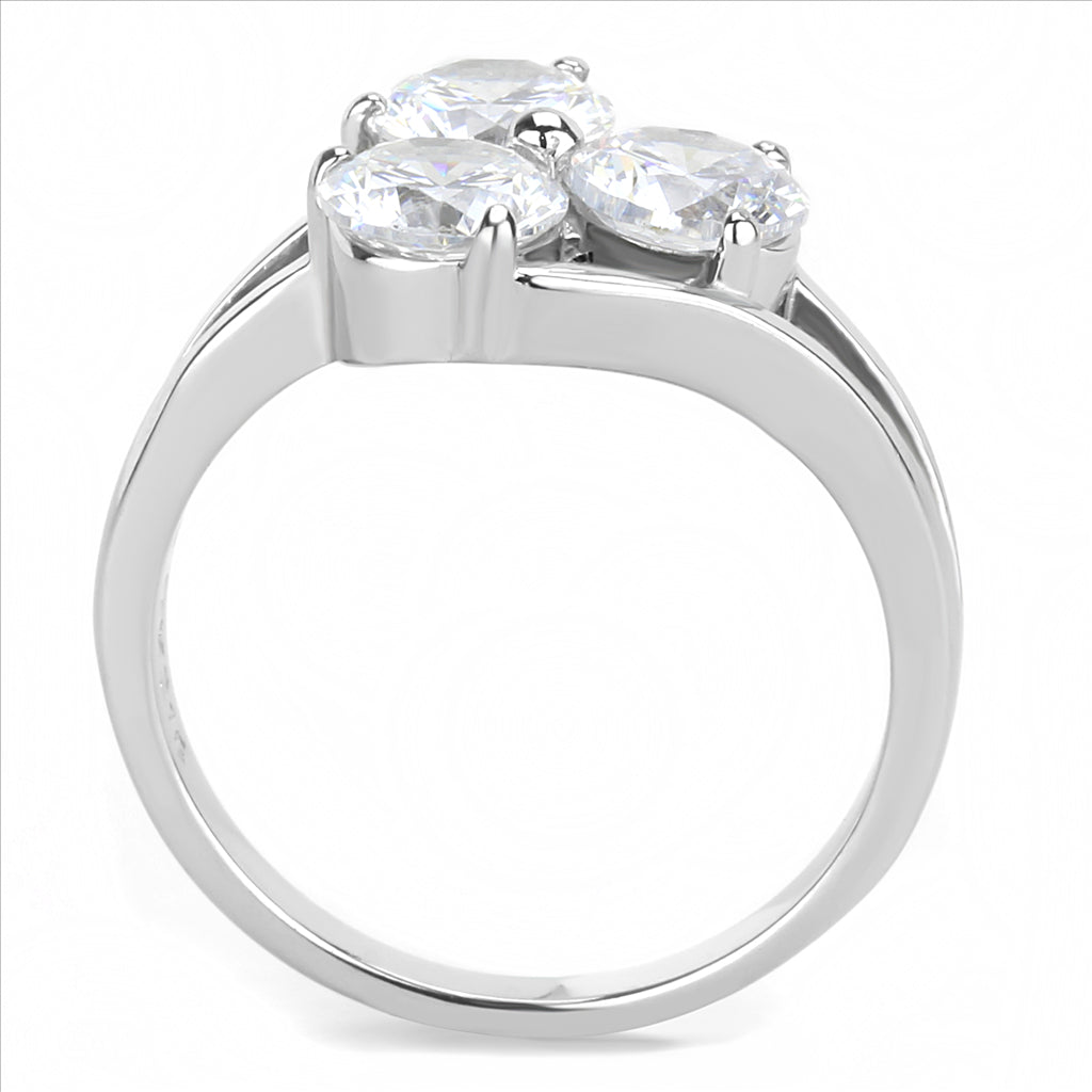 CJE3430 Wholesale Women&#39;s Stainless Steel Clear Triple AAA Grade CZ Stone Ring