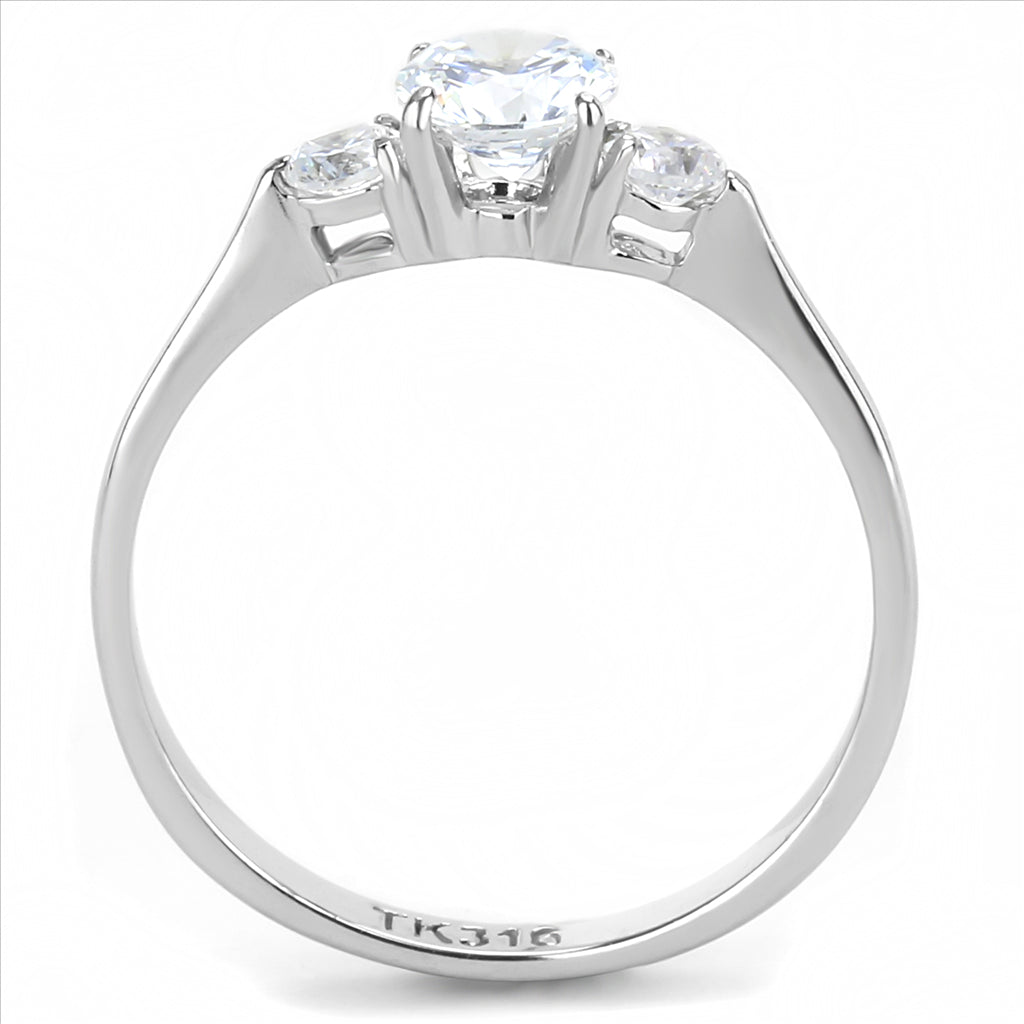 CJE3431 Wholesale Women&#39;s Stainless Steel Clear AAA Grade CZ Triton Ring