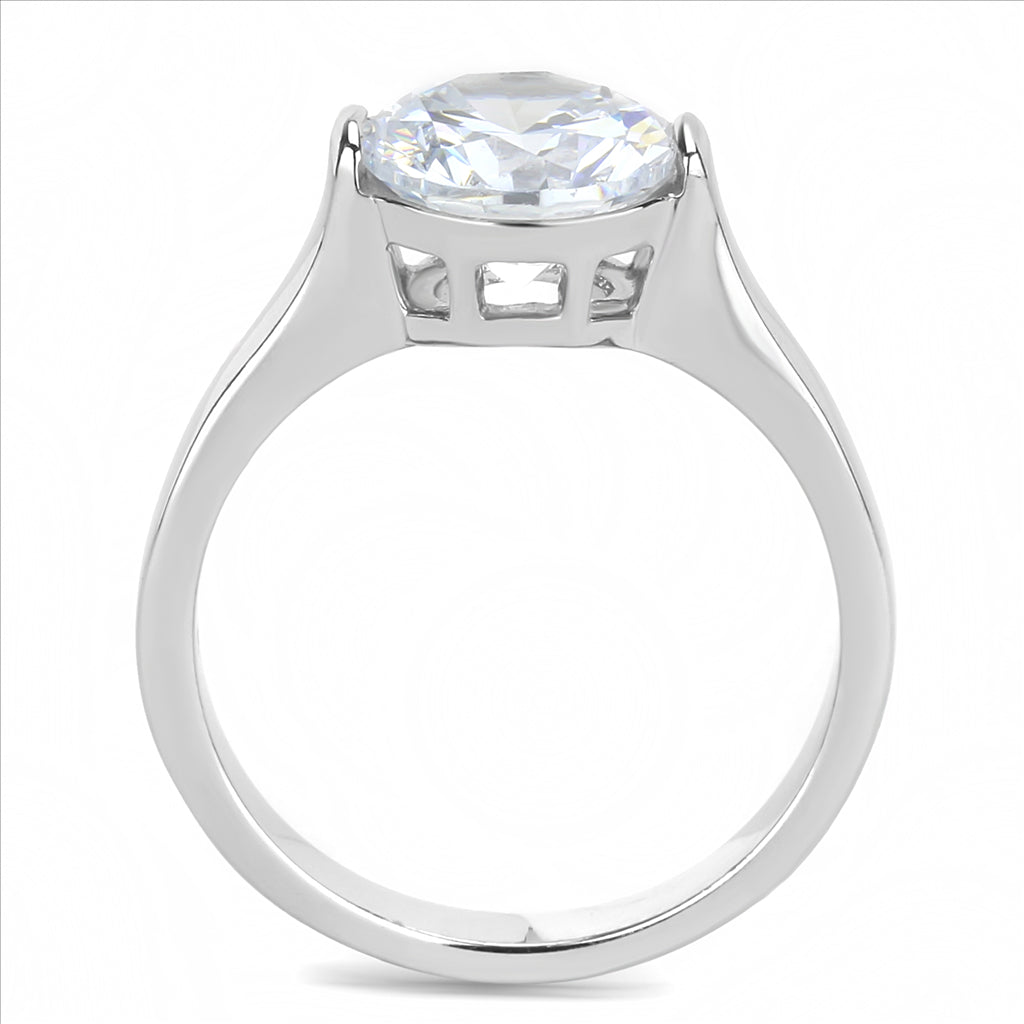 CJE3432 Wholesale Women&#39;s Stainless Steel Clear AAA Grade CZ Brilliant Solitaire Ring