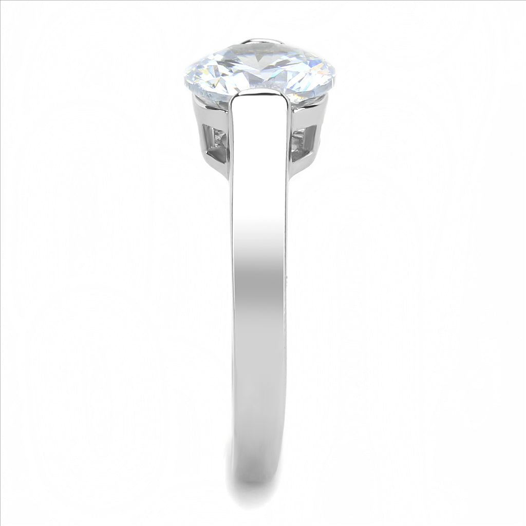 CJE3432 Wholesale Women&#39;s Stainless Steel Clear AAA Grade CZ Brilliant Solitaire Ring
