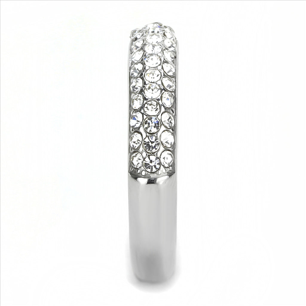 CJE3437 Wholesale Women&#39;s Stainless Steel Clear Top Grade Crystal Fashion Ring