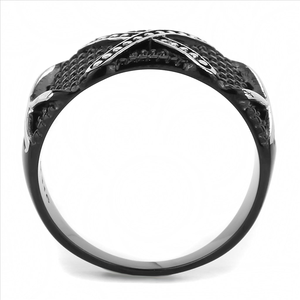 CJE3468 Wholesale Men&#39;s Stainless Steel IP Black X Ring