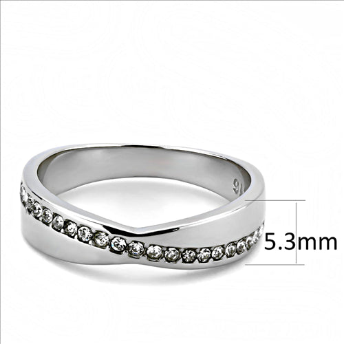 CJE3501 Wholesale Women Stainless Steel High polished Top Grade Crystal Clear Ring