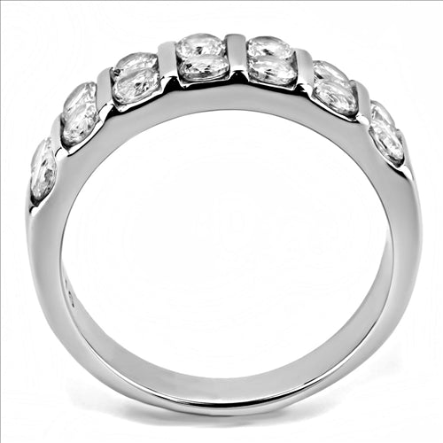 CJE3504 Wholesale Women&#39;s Stainless Steel AAA Grade CZ Clear Stone Band