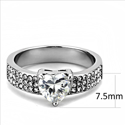 CJE3505 Wholesale Women Stainless Steel Ring High polished (no plating) AAA Grade CZ Clear Ring