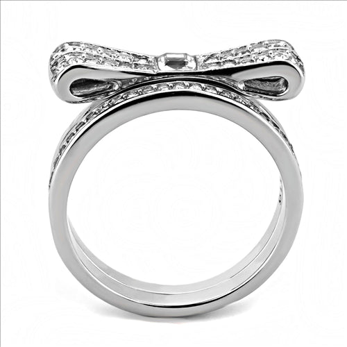 CJE3506 Wholesale Women Stainless Steel High polished (no plating) Top Grade Crystal Clear  Ring