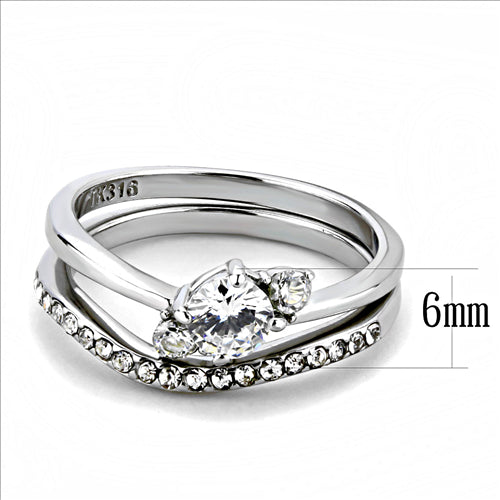 CJE3507 Wholesale Women Stainless Steel High polished (no plating) AAA Grade CZ Clear Ring