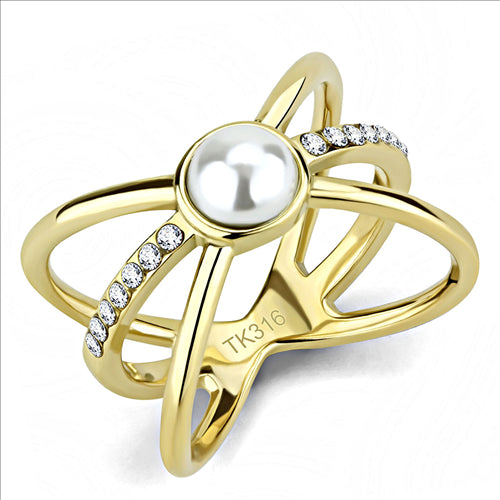 CJE3522 Wholesale Stainless Steel IP Gold (Ion Plating) Women Synthetic White ring