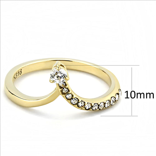 CJE3524 -  Wholesale Women Stainless Steel IP Gold (Ion Plating) AAA Grade CZ Clear Minimal Ring