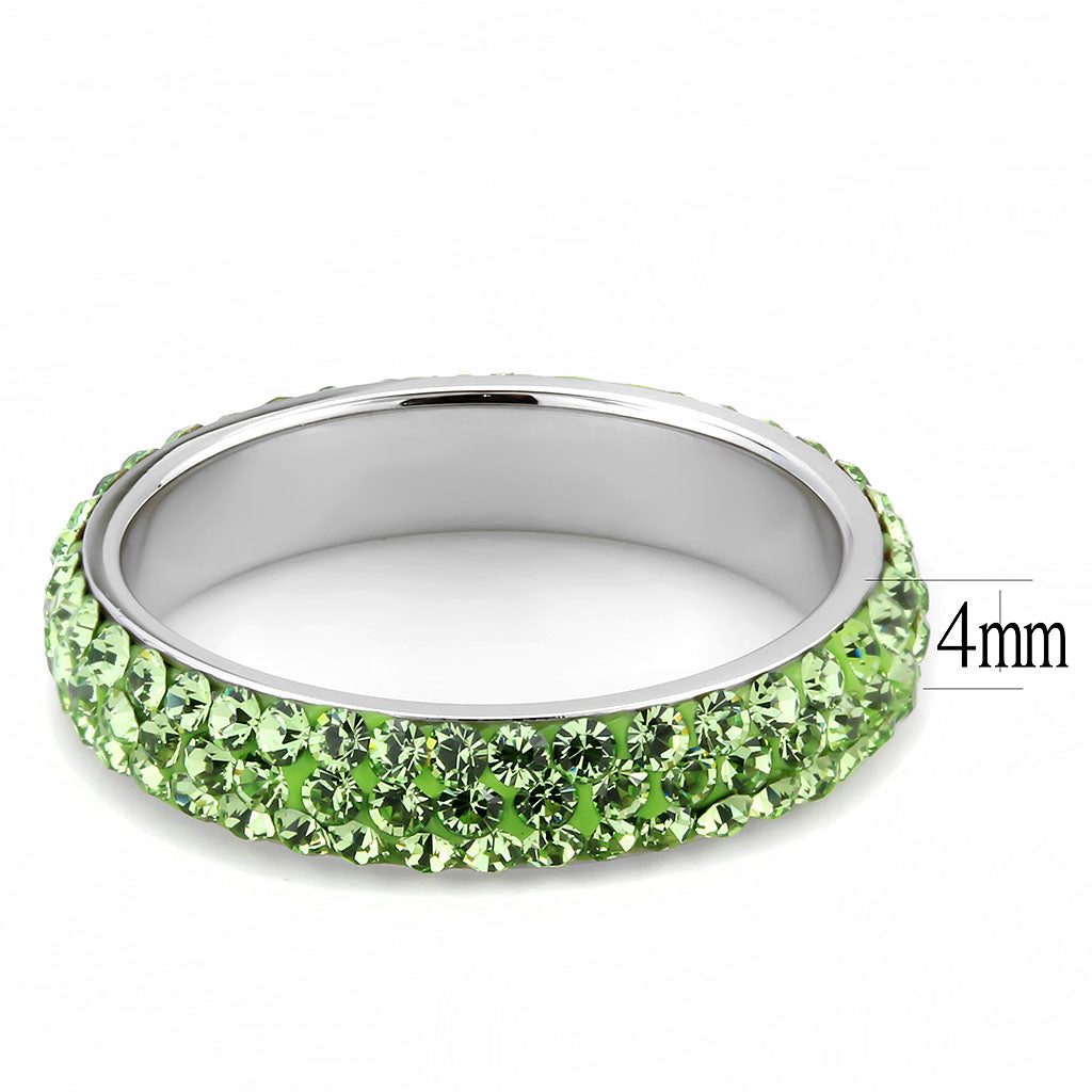 CJ3537 Wholesale Women&#39;s Stainless Steel Top Grade Crystal Peridot Infinite Sparkle Ring