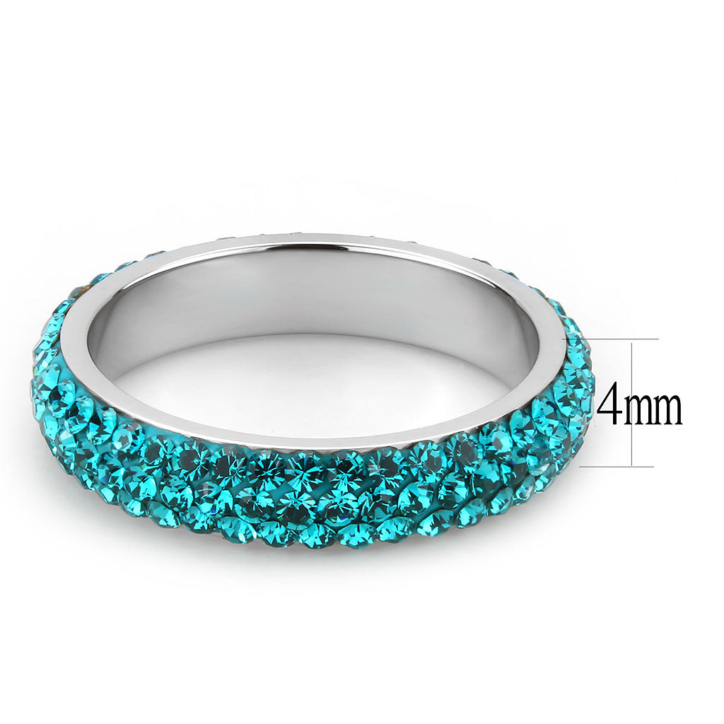 CJ3538 Wholesale Women&#39;s Stainless Steel Top Grade Crystal Blue Zircon Infinite Sparkle Ring