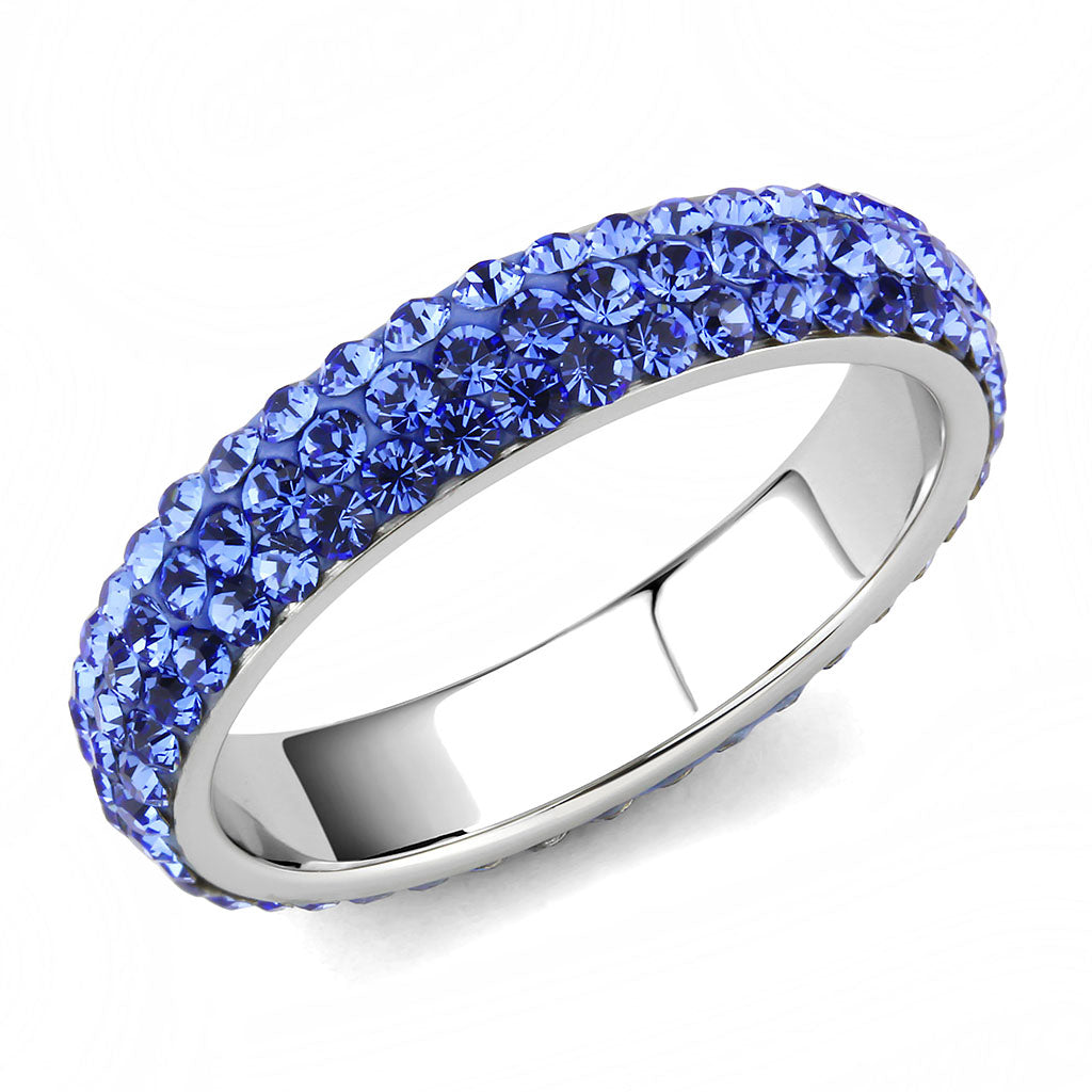 CJ3539 Wholesale Women&#39;s Stainless Steel Top Grade Crystal Sapphire Infinite Sparkle Ring