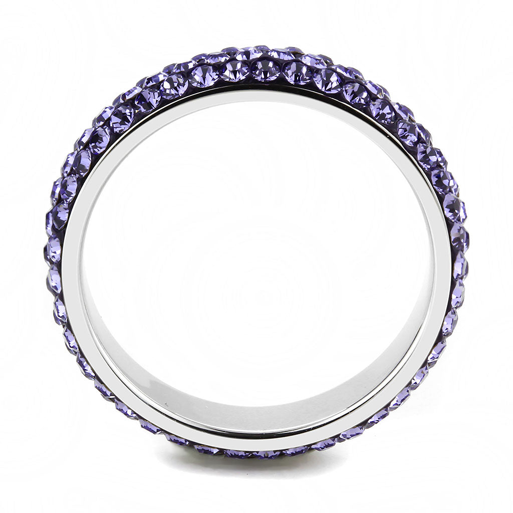 CJ3540 Wholesale Women&#39;s Stainless Steel Top Grade Crystal Tanzanite Infinite Sparkle Ring
