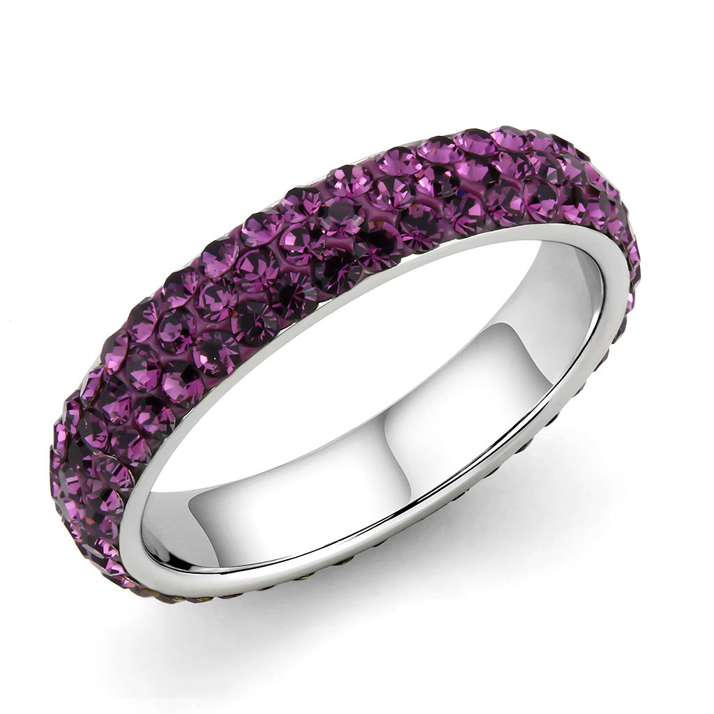 CJ3541 Wholesale Women&#39;s Stainless Steel Top Grade Crystal Amethyst Infinite Sparkle Ring