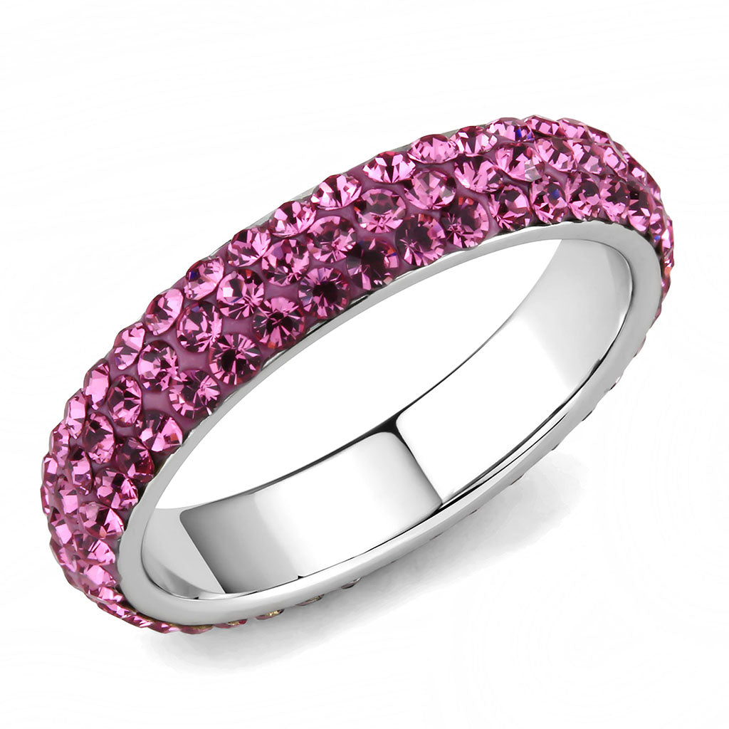 CJ3542 Wholesale Women&#39;s Stainless Steel Top Grade Crystal Rose Infinite Sparkle Ring