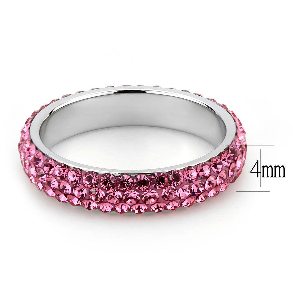 CJ3542 Wholesale Women&#39;s Stainless Steel Top Grade Crystal Rose Infinite Sparkle Ring