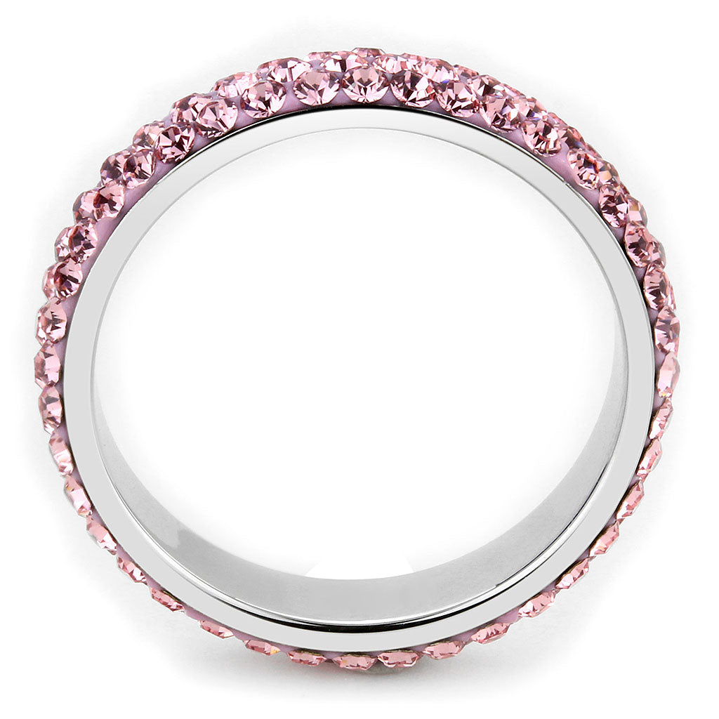 CJ3543 Wholesale Women&#39;s Stainless Steel Top Grade Crystal Light Rose Infinite Sparkle Ring