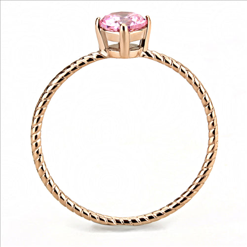 CJE3558 Wholesale Women&#39;s Stainless Steel IP Rose Gold AAA Grade CZ Rose Minimal Ring