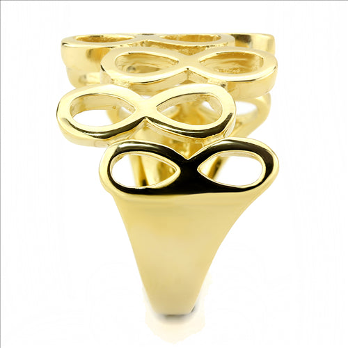 CJE3569 Wholesale Women&#39;s Stainless Steel IP Gold Broad Infinity Ring