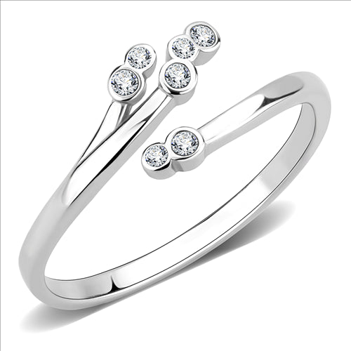 CJE3570 Wholesale Women&#39;s Stainless Steel No Plating AAA Grade CZ Clear Minimal Ring
