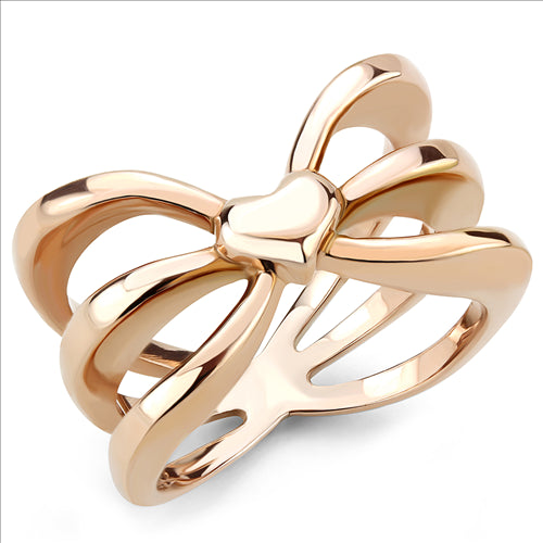 CJE3575 Wholesale Women&#39;s Stainless Steel IP Rose Gold Heart Ring