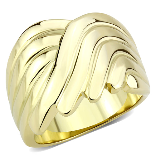 CJE3576 Wholesale Women&#39;s Stainless Steel IP Gold Broad Ring