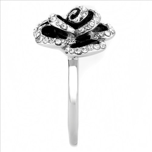 CJE3577 Wholesale Women&#39;s Stainless Steel No Plating Women Top Grade Crystal Clear Rose Ring
